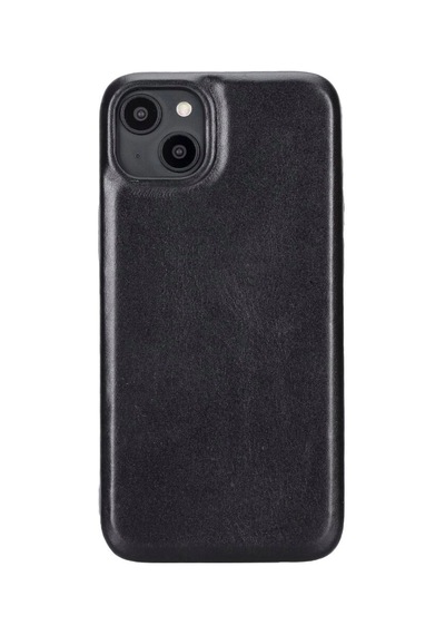 Apple İphone 15 Plus Uyumlu Deri Arka Kapak Rock Rst1 Siyah