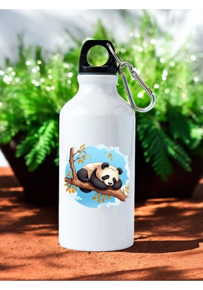 Panda Baskılı Matara Suluk Beyaz