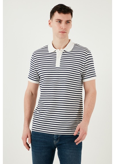 Buratti Pamuklu Regular Fit Çizgili Erkek Polo Yaka T Shirt 5903009 Indigo
