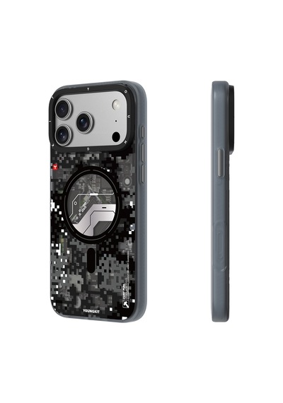 Apple Uyumlu iPhone 17 Pro Max  Kılıf M-safe Şarj Özellikli Youngkit Camouflage Sykell Serisi Kapak Siyah Siyah