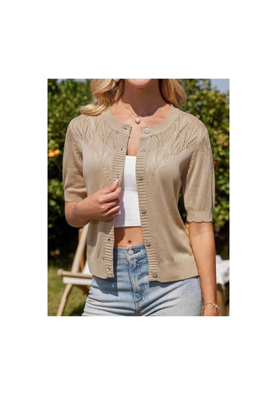 Youknitwear You Wanda %100 Pamuk Triko Hırka Kahverengi