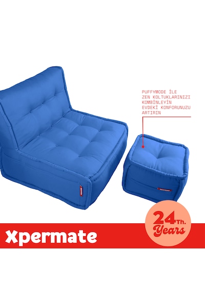 Xpermate Zen Sırtlı Minder İskandinav Tarzı Minder 80x60 Mavi
