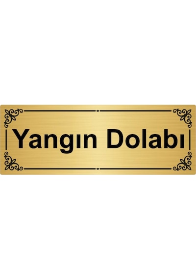 Yangın Dolabı 7x20cm Altın Renk Metal Yönlendirme Levhası