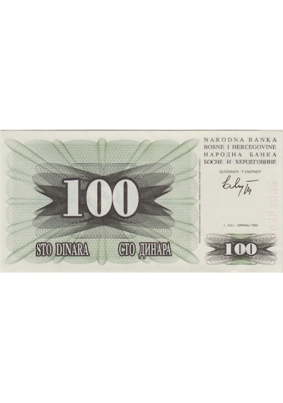 Bosna Hersek 100 Dinar 1992 Çil.