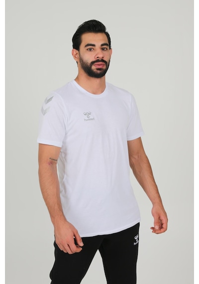 Hummel Armin Pamuklu Bisiklet Yaka Tişört Beyaz Kırmızı