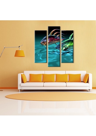 3d Deniz Altı Ve Balık Kanvas Tablo 120x130cm