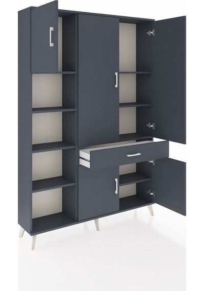 Arges Dolap 8 Raflı Tek Çekmeceli 5 Kapaklı 132x30x195 Antrasit-antrasit/antrasit Antrasıt/antrasıt Arges Dolap 8 Raflı Tek Çekmeceli 5 Kapaklı 132x30x195 Antrasit-antrasit/antrasit Antrasıt/antrasıt