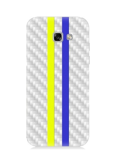Samsung Galaxy A3 2017 Uyumlu Sarı Lacivert Metal Motif Desenli Silikon Kılıf