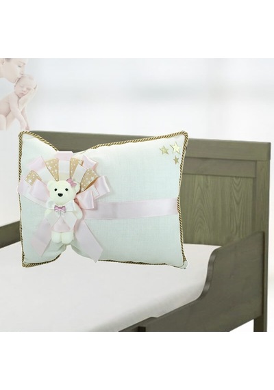 Süslebabypartystore Takı Yastığı, Keten Kumaş Pembe & Altın Gold - Pembe
