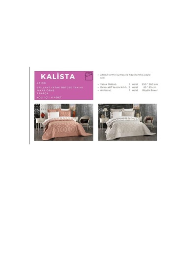 Brillant 43190 Kalista Yatak Örtüsü Takımı - Jakar Örme 3 Parça Diğer