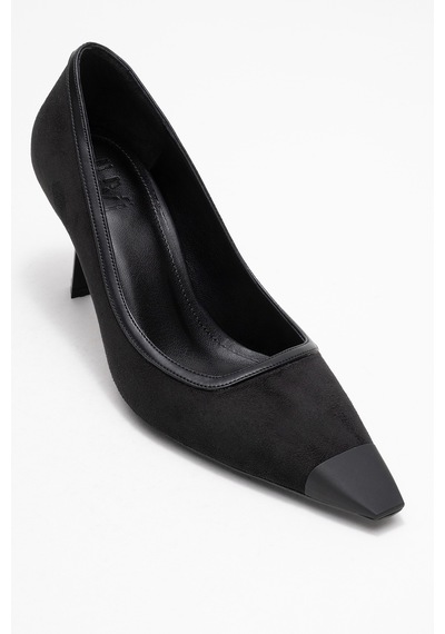 Luvishoes Luvi Shoes Rona Siyah Süet Mat Burunlu Kadın Topuklu Ayakkabı SIYAH SUET