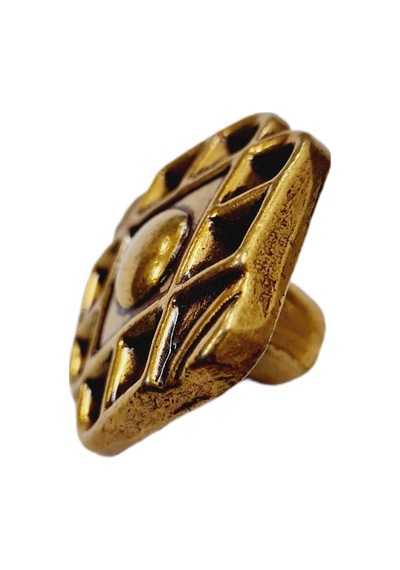 Metal Kulp Kristal Antiksarı Düğme - 4 Adet Sarı