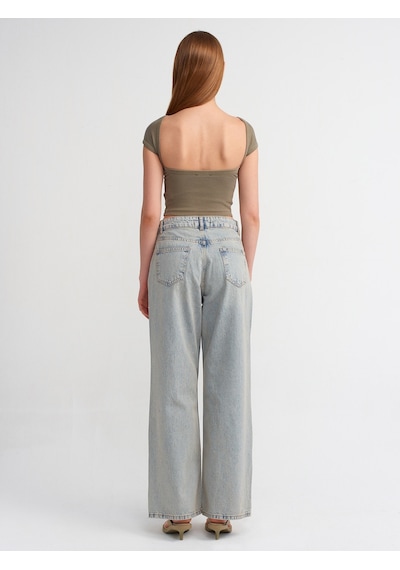 Dilvin Salaş Denim Pantolon Tint Kırmızı