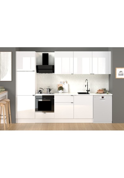 300 Cm %100 Mdf Tezgahlı Efil Ankastre Mutfak Dolabı Beyaz