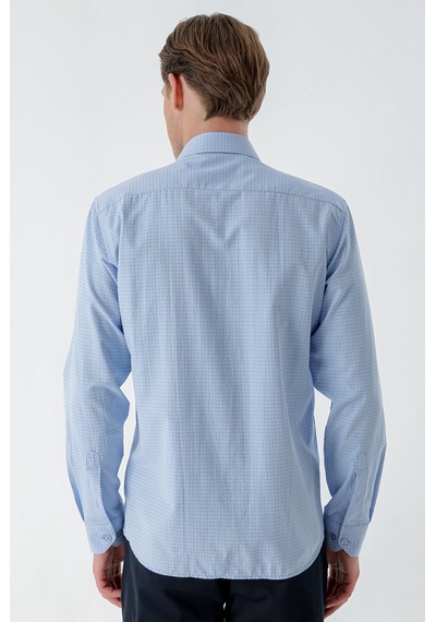 Morven Erkek Mavi Trend Baskılı Desenli İtalyan Yaka Slim Fit Gömlek 24mc004010300 Mavi