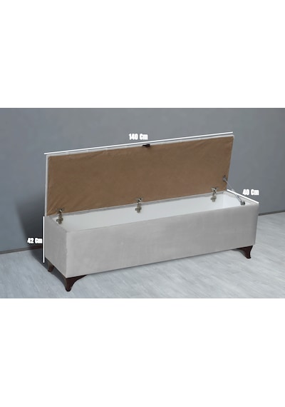 Vetra Sandıklı Bench Puf, Beyaz Beyaz