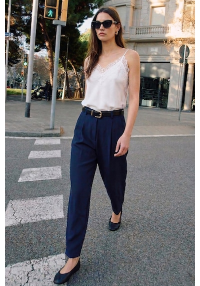 Sateen Talia Havuç Pantolon - Lacivert-137380
