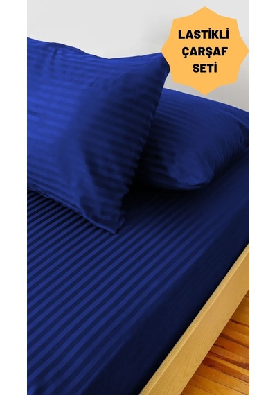 Mulberry Otel Saten Lastikli 83 Tel Çarşaf Takımı 160 x 200 Lacivert