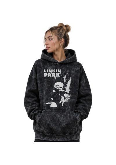 Sevbano Linkin Park Rock Metal Müzik Grubu Baskılı Unisex Oversize Premiu Siyah
