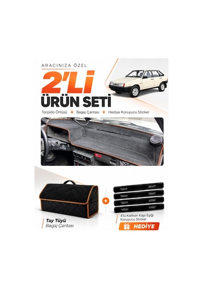 E-biz Lada Samara Karbiratörlü 1984-1999 Torpido + Tay Tüyü Çanta - Siyah-kahverengi - Ld003
