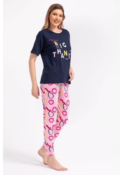 Rolypoly Big Thanks Lacivert Kadın Pijama Takımı 5274-29094 Lacivert