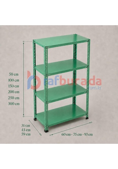 4 Katlı Renkli Dekoratif Çelik Raf - Çiçeklik Rafı, Ofis Rafı 0,70 Mm Turuncu-59x75 Cm-100 Cm