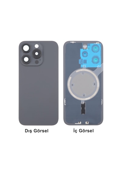 Teknonet Apple Uyumlu iPhone 16 Pro Max Kamera Camlı Batarya Kapağı + Magsafe Flex - Siyah Siyah