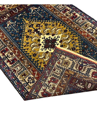 El Dokuma Sıfır Yahyalı Halısı 112x180 Mavi Yeşil Kök Boya %100 Yün Halı