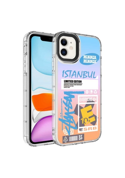 Apple Uyumlu iPhone 11 Kılıf Kamera Çıkıntılı Renkli Desenli Silikon