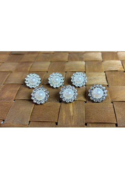 Taşlı Düğme 24 Boy 15,2mm Gümüş - 10 Adet 1202