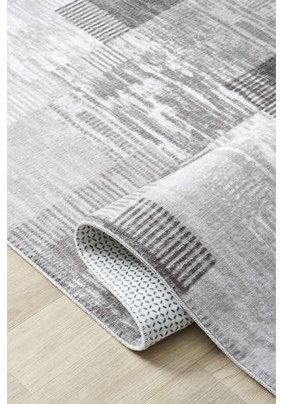 Raschel Carpet Premium Yıkanabilir Leke Tutmaz Modern Mutfak Halısı Modern Gri Özel Seri Kaymaz Taban Halı Çok Renkli