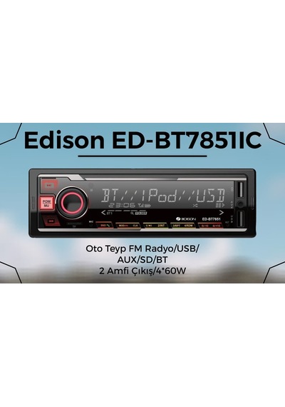 Edison Ed Oto Teyp 4x60 Watt Bluetooth Usb Fm Mp3 New