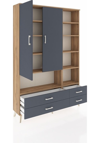 Arges Dolap 10 Raflı 4 Çekmeceli 2 Kapaklı 132x30x195 Çam-antrasit/antrasit Antrasıt/antrasıt Arges Dolap 10 Raflı 4 Çekmeceli 2 Kapaklı 132x30x195 Çam-antrasit/antrasit Antrasıt/antrasıt