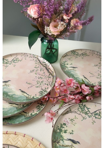 Keramika Pink Woods Nordic Servis Tabağı 28 Cm 6 Adet 22641 Çok Renkli