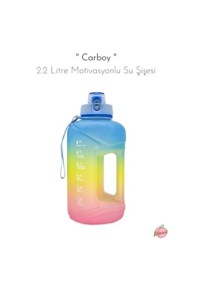 Fitmart Carboy - 2.2 Litre Motivasyonlu Su Şişesi Mavi-sarı-pembe