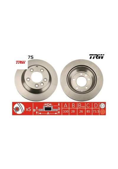 Arka Fren Aynası Adet Havalı Touareg 2.5 R5 Tdı/3.2 V6 03- 4.2 V8/5.0 V10 Tdı 02- 3.0 V6 Tdı 04- Trw 7l6615601d