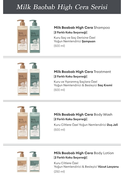 Kuru Saçlara Özel Yoğun Nemlendirici Şampuan Mılk Baobab High Cera Shampoo Pear&freesia