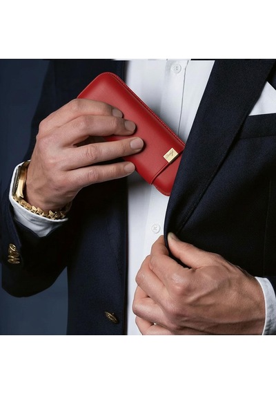 Davidoff Iconic Seri Deri Puro Kılıfı Kahve Gold 2li 64 Ring