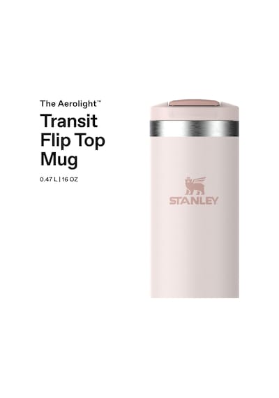 Stanley The Transit Fliptop Mug Termos 0.47 Litre - Pembe Kuvars Çok Renkli