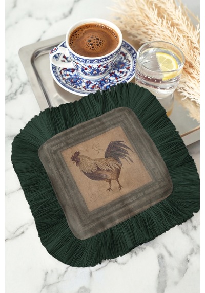 Vintage Horoz Çizimli Saçaklı Sunum Dekorasyon Mendili-doğal Country Rustik Yeşil Kahve Yanı Peçete Koyu Orman Kül Vintage Horoz Çizimli Saçaklı Sunum Dekorasyon Mendili-doğal Country Rustik Yeşil Kahve Yanı Peçete Koyu Orman Kül