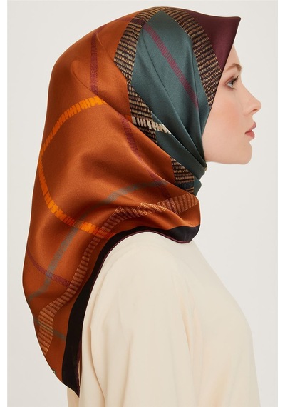 Armine Geometrik Desenli Sura Saf İpek Eşarp 9206d 33 Çok Renkli
