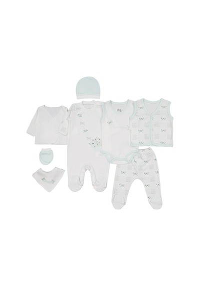 Civil Baby Çiçek Baskılı 8 Li Zıbın Setleri - Yeşil Mint