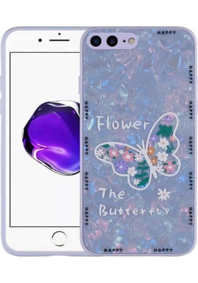 Apple Uyumlu iPhone 7 Plus Kılıf Desenli Sert Silikon Zore Mumila Kapak Lilac Flower