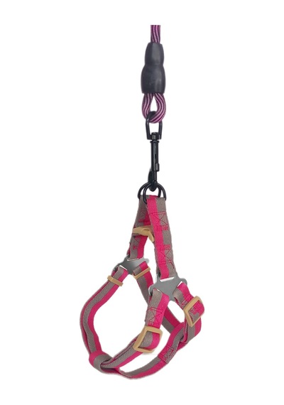 Köpek Göğüs Tasma Seti Dalga Desenli 2 Cm 40-58 Cm Mor-pembe Pembe