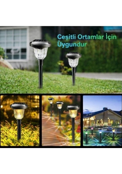 Lıghtnum 8 Li Güneş Yolu Aydınlatma Lambası Su Geçirmez Led Bahçe Ve Dış Mekan Işığı Siyah