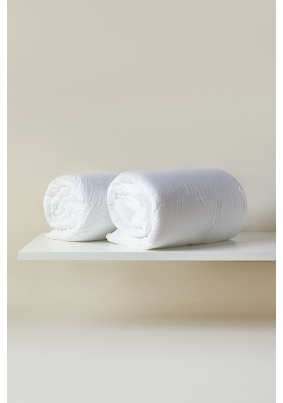 Ocean Home Textile 2'li %100 Pamuk Kumaş Kaz Tüyü Konforunda Saten Biyeli Mikrojel Tek Kişilik Yorgan Seti 155 X 215 Cm Beyaz