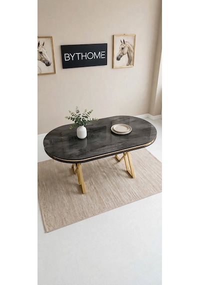 Lak Panel Siyah İrony Gold Pvc Li Sabit Yemek Masası, Mutfak Masası, Salon Masası Altın - Siyah Lak Panel Siyah İrony Gold Pvc Li Sabit Yemek Masası, Mutfak Masası, Salon Masası Altın - Siyah