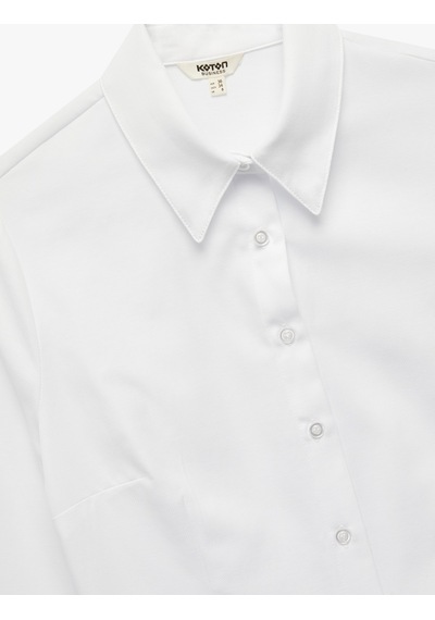 Koton Slim Fit Uzun Kollu Klasik Yaka Poplin Gömlek Beyaz 6wak60079uw Beyaz