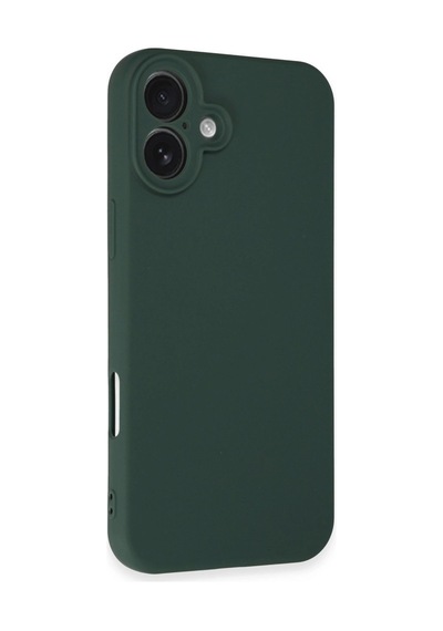 Apple Uyumlu iPhone 16 Plus Kılıf Nano İçi Kadife Silikon Koyu Yeşil/