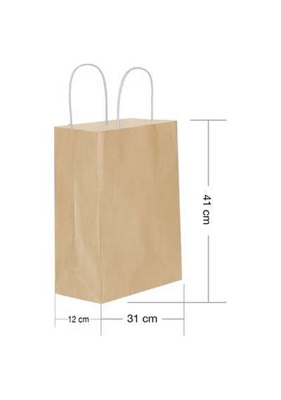 Roll-up Kraft Çanta Naturel Büyük Boy 31x41cm 25 Adet 6'li Paket